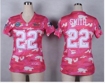Women's NEW Cowboys #22 Emmitt Smith Pink NFL Elite Camo Fashion Jersey