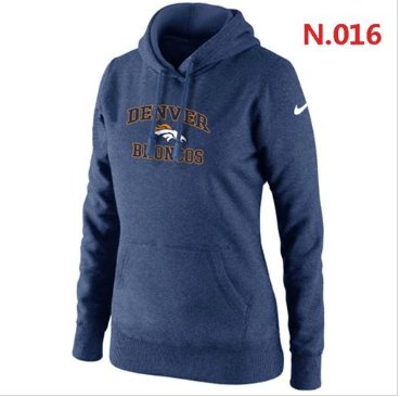 Women's NEW Denver Broncos Heart & Soul Pullover Hoodie Dark Blue