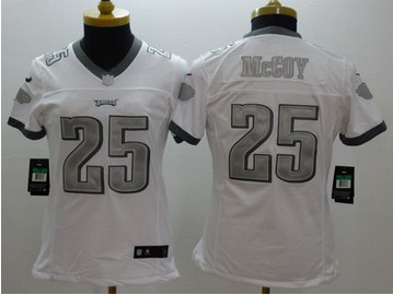 Women's NEW Eagles #25 LeSean McCoy White NFL Limited Platinum Jersey