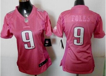 Women's NEW Eagles #9 Nick Foles Pink Be Luv'd Stitched NFL New Elite Jersey