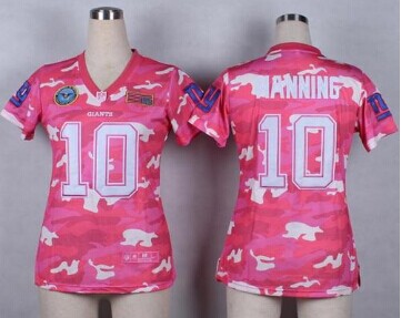 Women's NEW Giants #10 Eli Manning Pink NFL Elite Camo Fashion Jersey