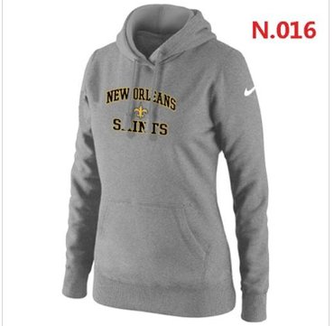 Women's NEW New Orleans Saints Heart & Soul Pullover Hoodie Light Grey Women's NEW New Orleans Saints Heart & Soul Pullover Hoodie Light Grey