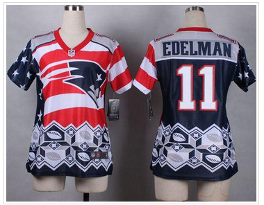 Women's NEW Patriots #11 Julian Edelman Navy Blue Stitched NFL Elite Noble Fashion Jersey