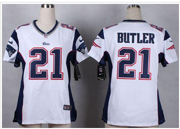 Women's NEW Patriots #21 Malcolm Butler White Stitched NFL Elite Jersey