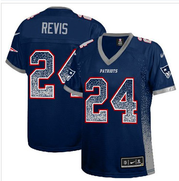 Women's NEW Patriots #24 Darrelle Revis Navy Blue Team Color NFL Elite Drift Fashion Jersey