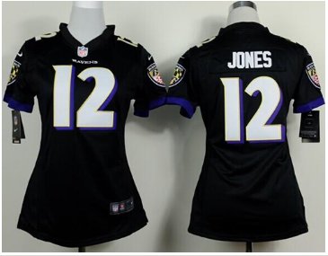 Women's NEW Ravens #12 Jacoby Jones Black Alternate NFL New Elite Jersey