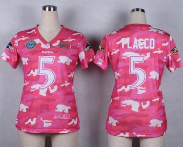 Women's NEW Ravens #5 Joe Flacco Pink NFL Elite Camo Fashion Jersey