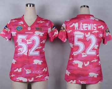 Women's NEW Ravens #52 Ray Lewis Pink NFL Elite Camo Fashion Jersey