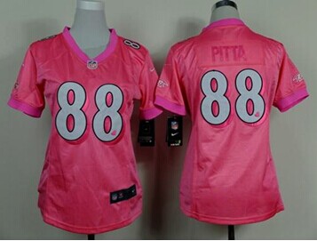 Women's NEW Ravens #88 Dennis Pitta Pink Be Luv'd Stitched NFL New Elite Jersey