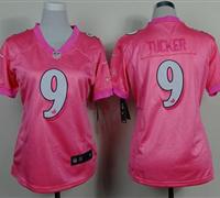 Women's NEW Ravens #9 Justin Tucker Pink Be Luv'd Stitched NFL New Elite Jersey