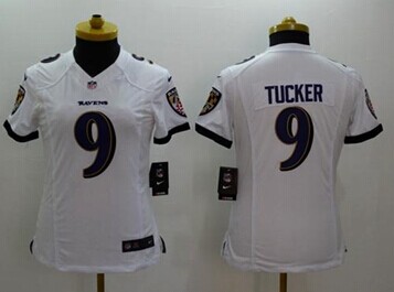 Women's NEW Ravens #9 Justin Tucker White NFL New Limited Jersey
