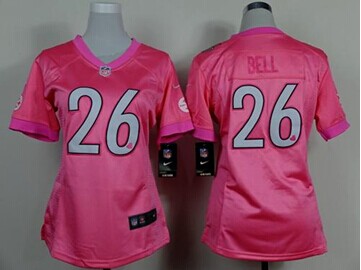 Women's NEW Steelers #26 Le'Veon Bell Pink Be Luv'd Stitched NFL New Elite Jersey