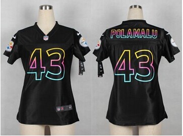 Women's NEW Steelers #43 Troy Polamalu Black NFL Fashion Game Jersey