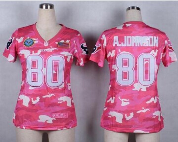 Women's NEW Texans #80 Andre Johnson Pink NFL Elite Camo Fashion Jersey
