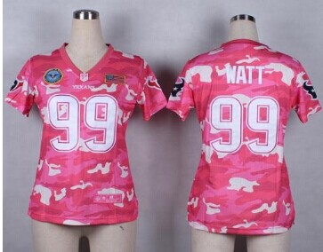 Women's NEW Texans #99 J.J. Watt Pink NFL Elite Camo Fashion Jersey