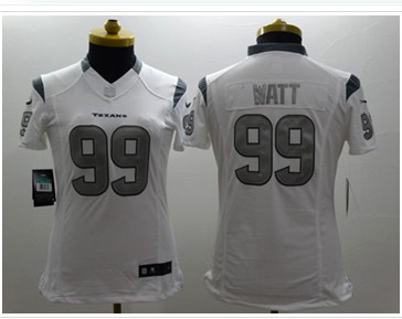 Women's NEW Texans #99 J.J. Watt White NFL Limited Platinum Jersey