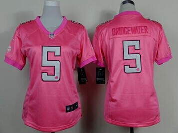 Women's NEW Vikings #5 Teddy Bridgewater Pink Be Luv'd Stitched NFL New Elite Jersey