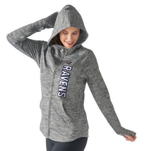 Women's NFL Baltimore Ravens G-III 4Her by Carl Banks Recovery Full-Zip Hoodie Heathered Gray Women's NFL Baltimore Ravens G-III 4Her by Carl Banks Recovery Full-Zip Hoodie Heathered Gray