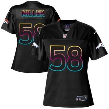 Women's NFL New Broncos #58 Von Miller Black Fashion Game Jersey
