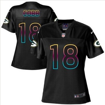Women's NFL New Packers #18 Randall Cobb Black Fashion Game Jersey