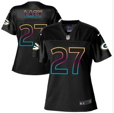Women's NFL New Packers #27 Eddie Lacy Black Fashion Game Jersey
