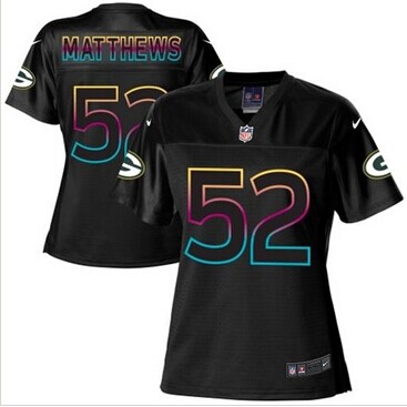 Women's NFL New Packers #52 Clay Matthews Black Fashion Game Jersey