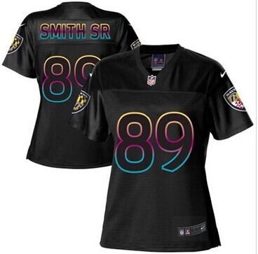 Women's NFL New Ravens #89 Steve Smith Sr Black Fashion Game Jersey