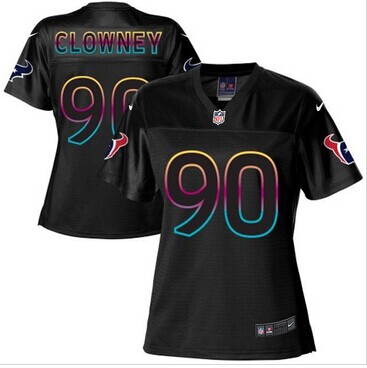 Women's NFL New Texans #90 Jadeveon Clowney Black Fashion Game Jersey