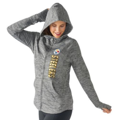 Women's NFL Pittsburgh Steelers G-III 4Her by Carl Banks Recovery Full-Zip Hoodie Heathered Gray Women's NFL Pittsburgh Steelers G-III 4Her by Carl Banks Recovery Full-Zip Hoodie Heathered Gray