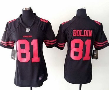 Women's New 49ers #81 Anquan Boldin Black Alternate NFL Elite Jersey