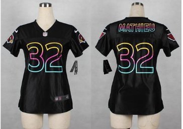 Women's New Cardinals #32 Tyrann Mathieu Black NFL Fashion Game Jersey