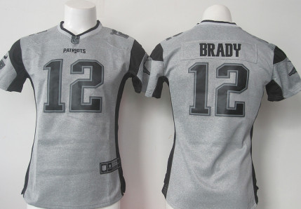 Women's New England 12 Patriots Tom Brady Nike Gray Gridiron Gray Limited Jersey