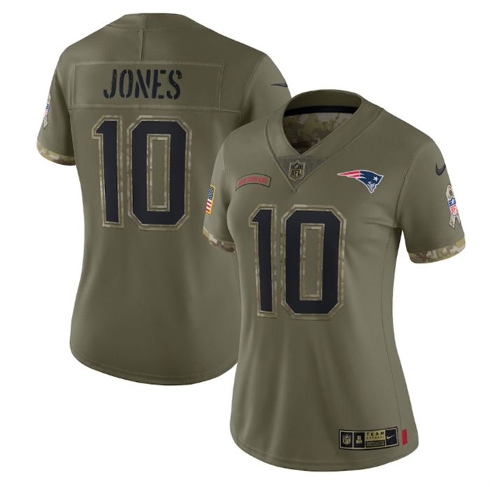 Women's New England Patriots #10 Mac Jones Olive 2022 Salute To Service Limited Stitched Jersey(Run Small) Women's New England Patriots #10 Mac Jones Olive 2022 Salute To Service Limited Stitched Jersey(Run Small)