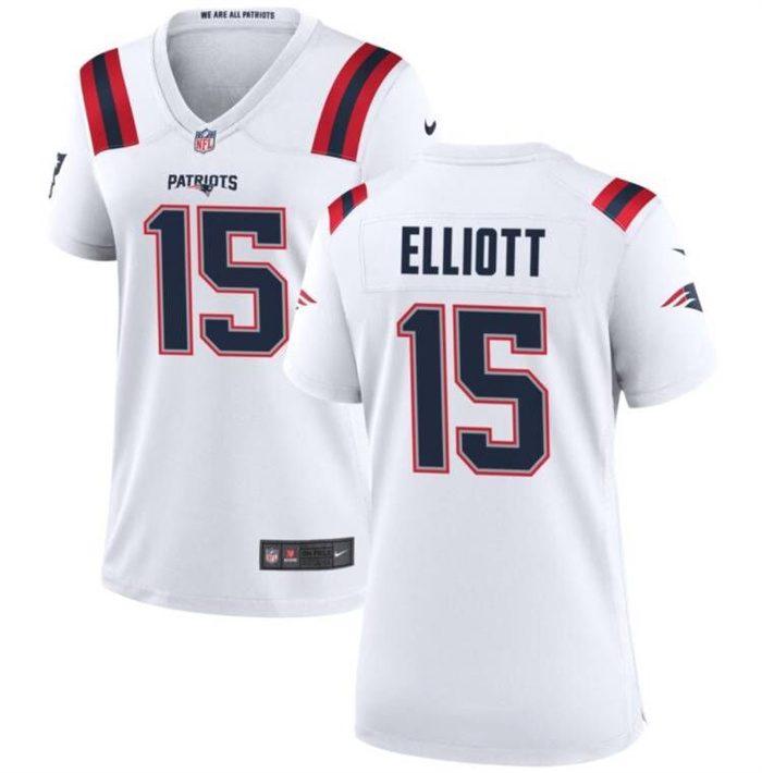Women's New England Patriots #15 Ezekiel Elliott White Stitched Jersey(Run Small) Women's New England Patriots #15 Ezekiel Elliott White Stitched Jersey(Run Small)