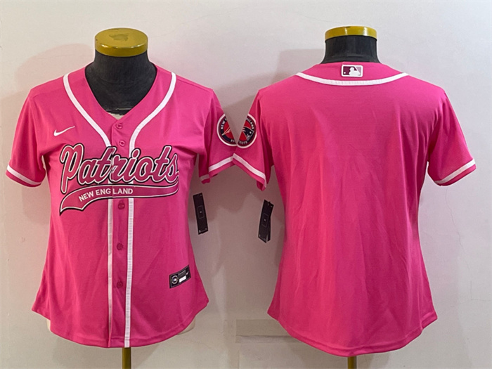 Women's New England Patriots Blank Pink With Patch Cool Base Stitched Baseball Jersey(Run Small) Women's New England Patriots Blank Pink With Patch Cool Base Stitched Baseball Jersey(Run Small)