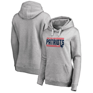 Women's New England Patriots NFL Pro Line By Fanatics Branded Ash Iconic Collection On Side Stripe Pullover Hoodie