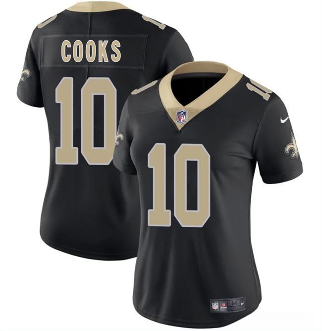 Women's New Orleans Saints #10 Brandin Cooks Black 2025 Vapor Stitched Game Jersey(Run Small) Women's New Orleans Saints #10 Brandin Cooks Black 2025 Vapor Stitched Game Jersey(Run Small)