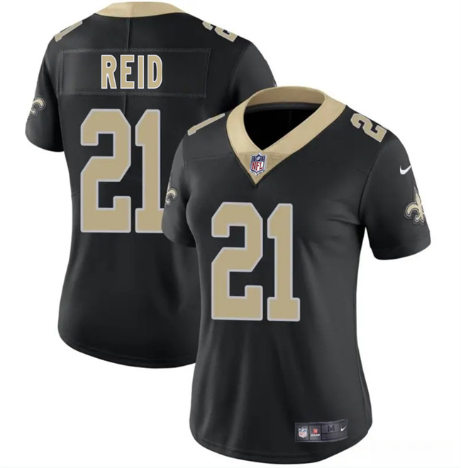 Women's New Orleans Saints #21 Justin Reid Black 2025 Vapor Stitched Game Jersey(Run Small) Women's New Orleans Saints #21 Justin Reid Black 2025 Vapor Stitched Game Jersey(Run Small)