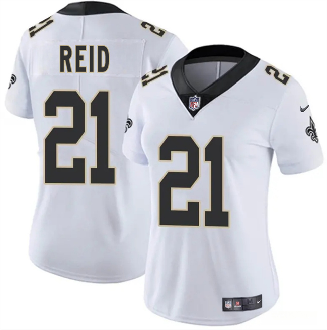 Women's New Orleans Saints #21 Justin Reid White 2025 Vapor Stitched Game Jersey(Run Small) Women's New Orleans Saints #21 Justin Reid White 2025 Vapor Stitched Game Jersey(Run Small)