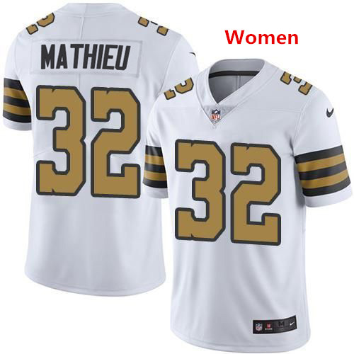 Women's New Orleans Saints #32 Tyrann Mathieu White Color Rush Limited Stitched Jersey Women's New Orleans Saints #32 Tyrann Mathieu White Color Rush Limited Stitched Jersey