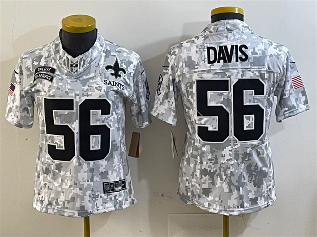 Women's New Orleans Saints #56 Demario Davis 2024 F.U.S.E Arctic Camo Salute To Service Limited Stitched Football Jersey(Run Small) Women's New Orleans Saints #56 Demario Davis 2024 F.U.S.E Arctic Camo Salute To Service Limited Stitched Football Jersey(Run Small)
