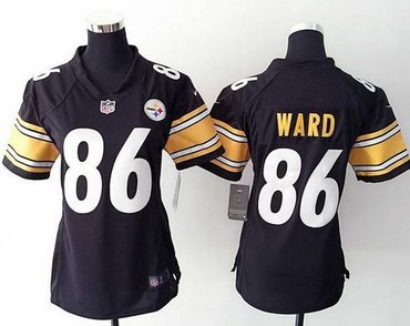 Women's New Steelers #86 Hines Ward Black Team Color NFL Elite Jersey