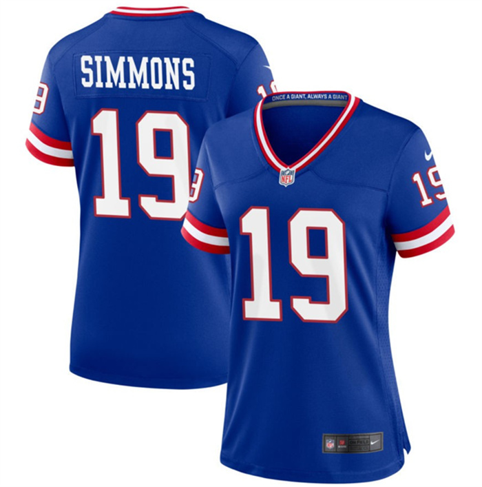 Women's New York Giants #19 Isaiah Simmons Royal Classic Retired Player Stitched Jersey(Run Small) Women's New York Giants #19 Isaiah Simmons Royal Classic Retired Player Stitched Jersey(Run Small)