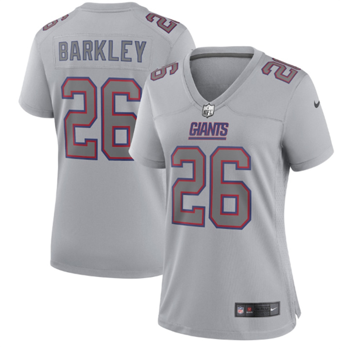 Women's New York Giants #26 Saquon Barkley Grey Atmosphere Fashion Stitched Game Jersey(Run Small) Women's New York Giants #26 Saquon Barkley Grey Atmosphere Fashion Stitched Game Jersey(Run Small)