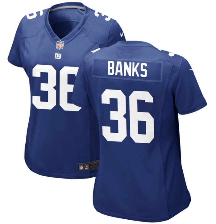 Women's New York Giants #36 Deonte Banks Blue Stitched Game Jersey(Run Small) Women's New York Giants #36 Deonte Banks Blue Stitched Game Jersey(Run Small)