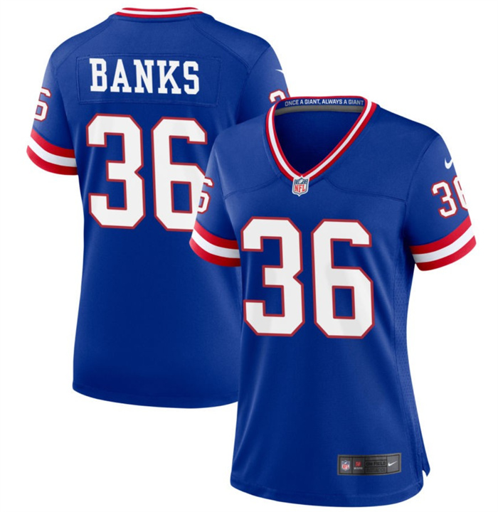 Women's New York Giants #36 Deonte Banks Royal Classic Retired Player Stitched Game Jersey(Run Small) Women's New York Giants #36 Deonte Banks Royal Classic Retired Player Stitched Game Jersey(Run Small)
