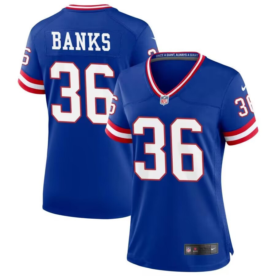 Women's New York Giants #36 Deonte Banks Royal Classic Stitched Jersey Women's New York Giants #36 Deonte Banks Royal Classic Stitched Jersey