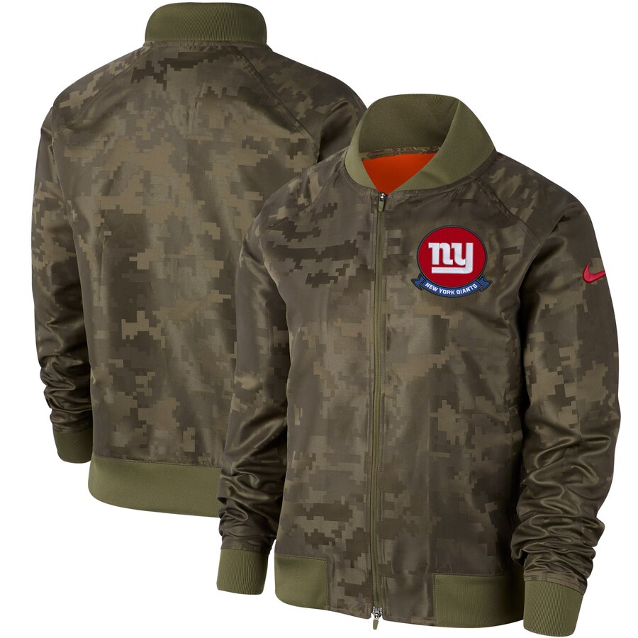 Women's New York Giants Nike Olive 2019 Salute To Service Full Zip Bomber Jacket Women's New York Giants Nike Olive 2019 Salute To Service Full Zip Bomber Jacket