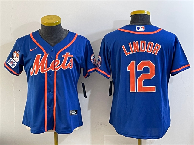Women's New York Mets #12 Francisco Lindor Royal 2025 Spring Training Cool Base Stitched Baseball Jersey(Run Small) Women's New York Mets #12 Francisco Lindor Royal 2025 Spring Training Cool Base Stitched Baseball Jersey(Run Small)