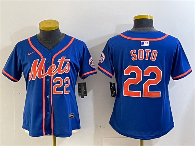 Women's New York Mets #22 Juan Soto Royal 2024 Alternate Limited Stitched Baseball Jersey(Run Small) Women's New York Mets #22 Juan Soto Royal 2024 Alternate Limited Stitched Baseball Jersey(Run Small)
